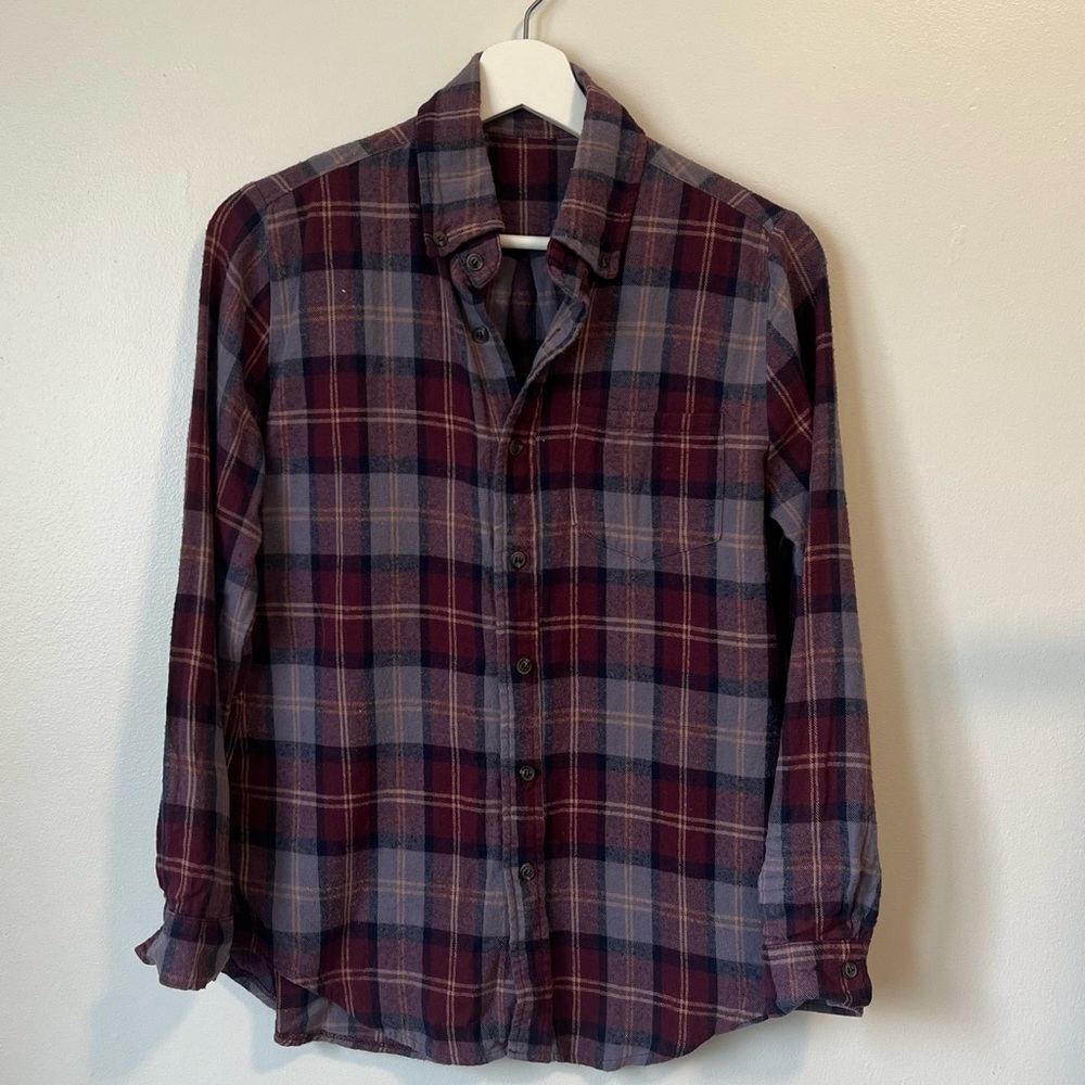 Brandy Melville Burgundy Plaid Shirt